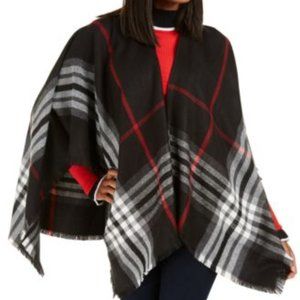 NEW-$30-V. Fraas Plaid Ruana/ Poncho